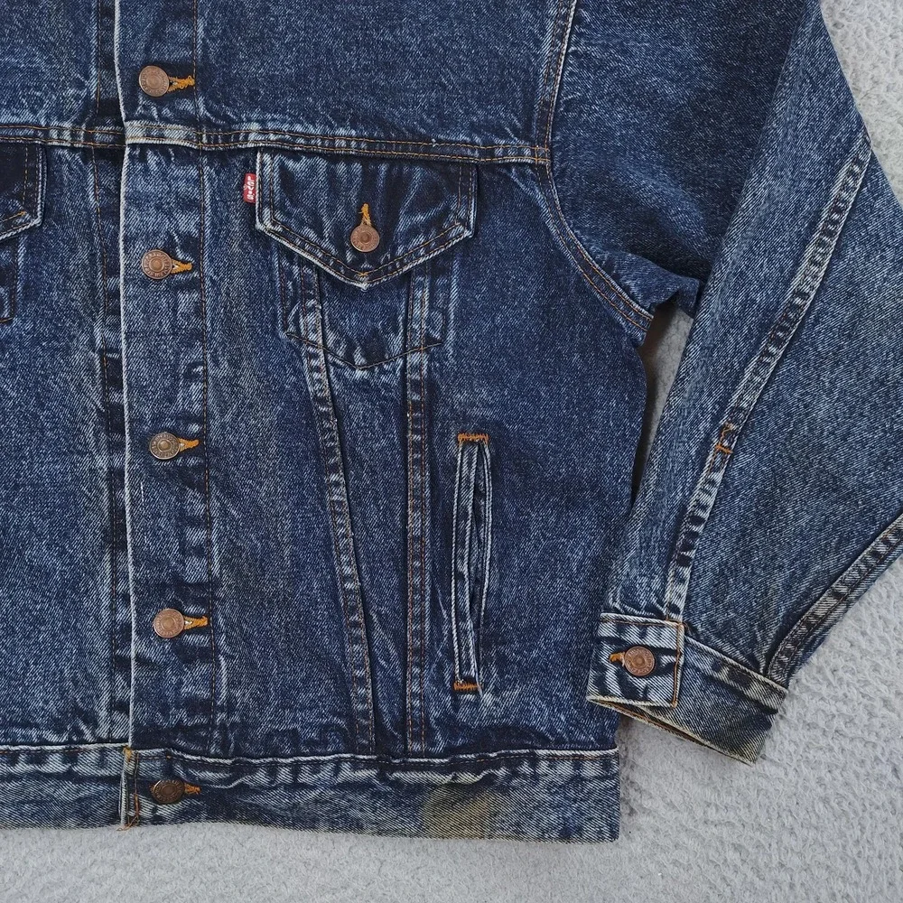 Vintage Levi's Denim Trucker Jacket Mens Large Stonewash Made in USA 90s 71548 - Picture 16 of 16